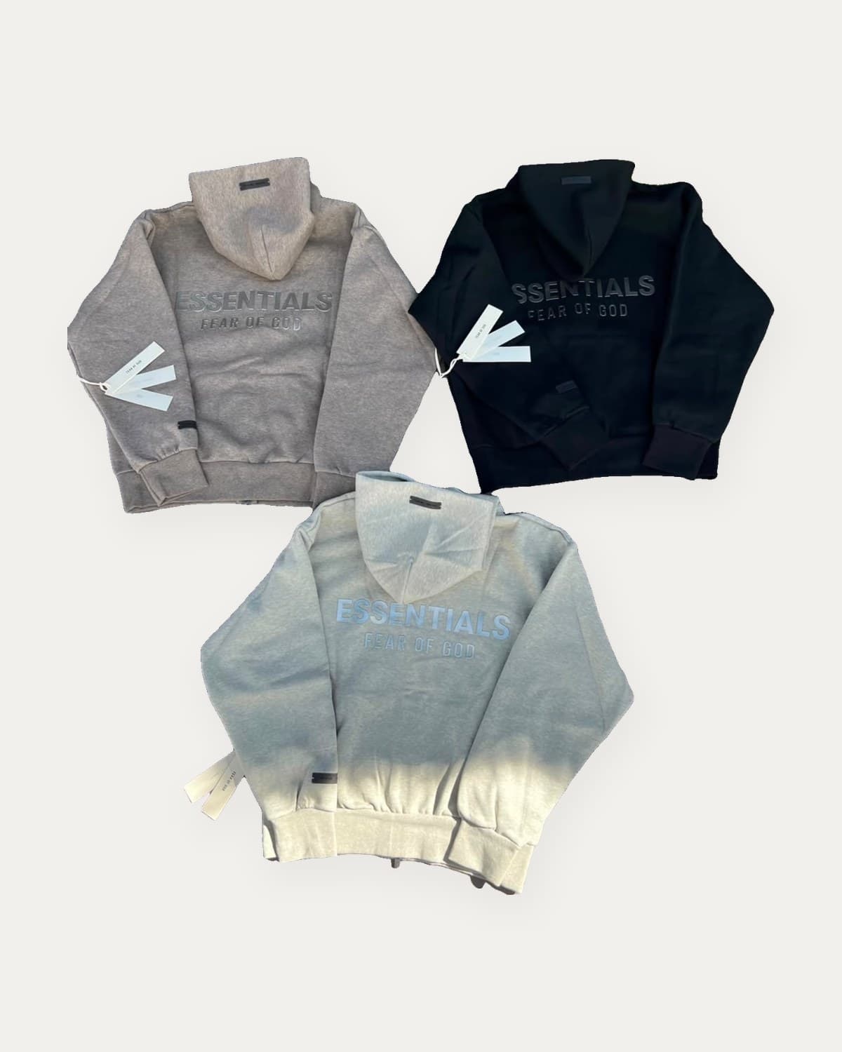 Hoodies Essentials en Dark Oatmeal, Stretch Limo y Light Oatmeal